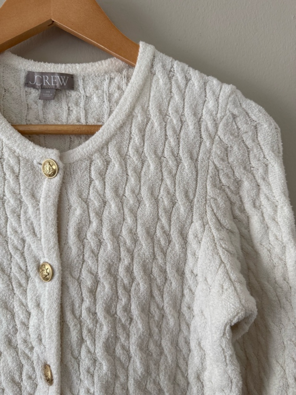 J. Crew - Odette Cable-knit Sweater Lady Jacket in Cotton-blend Bouclé - Ivory - Picture 5 of 13